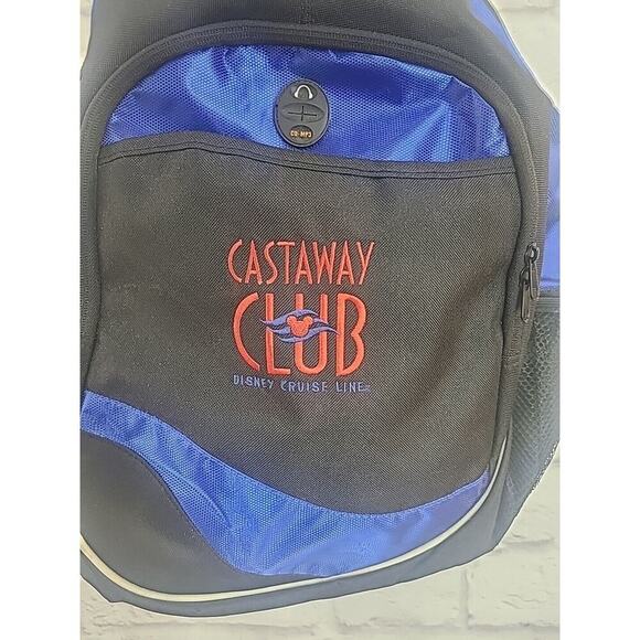 Castaway Club Disney Cruise Lines Back Pack Blue Black Red Adjustable Straps - Picture 2 of 8